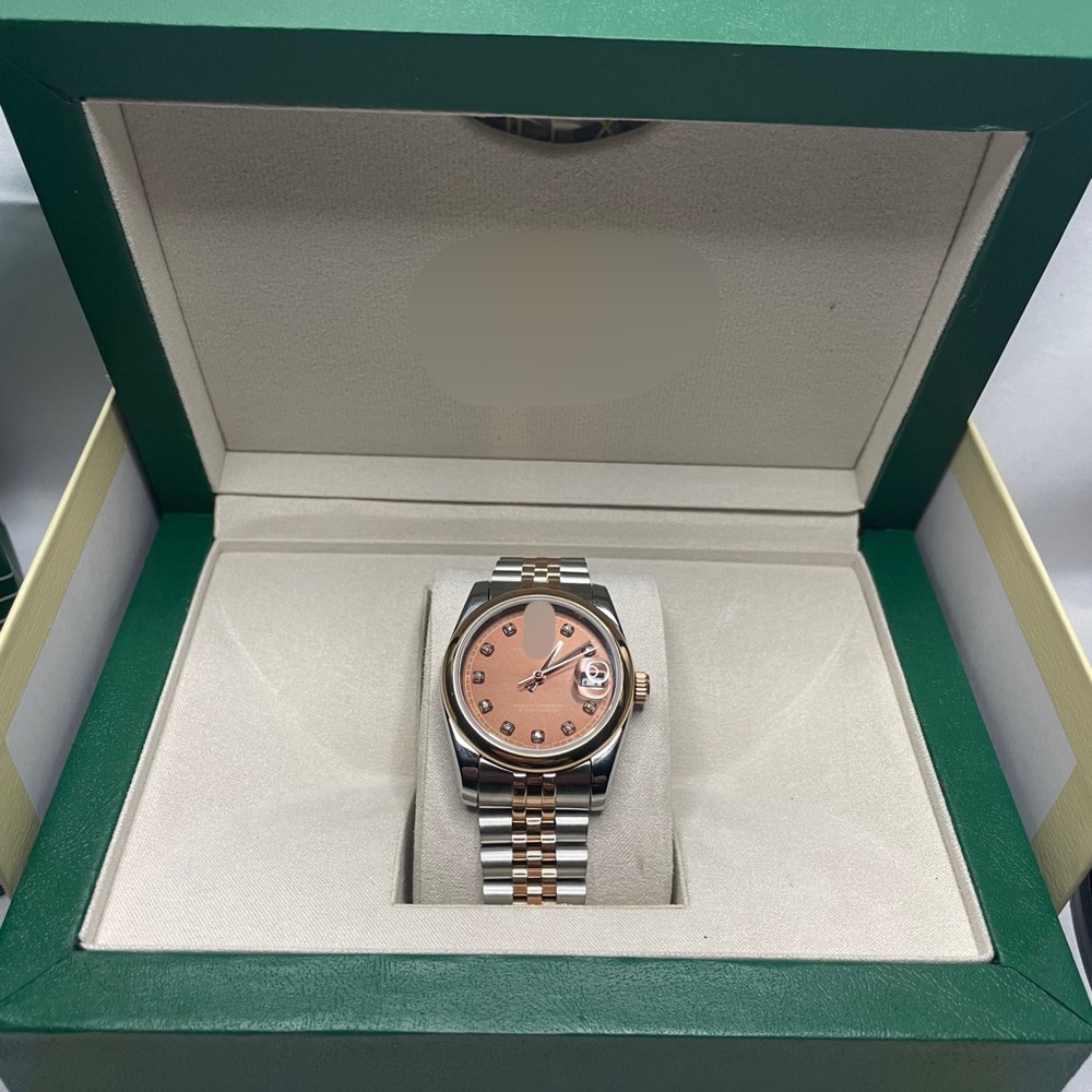 Elegant Two-Tone Watch with Rose Dial